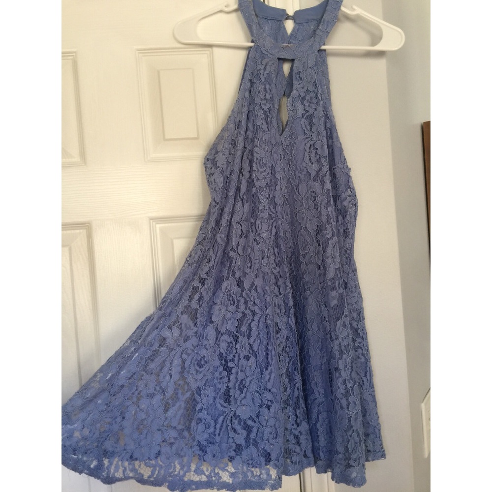 Periwinkle lace halter dress